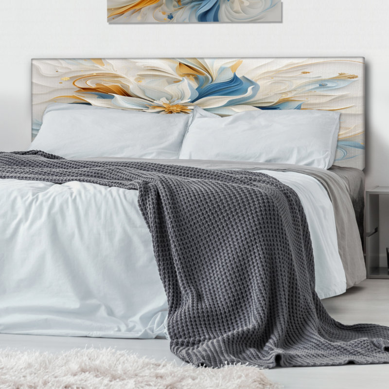 Tête de lit abstraite en fleurs de magnolia blanc et ambre, Grand