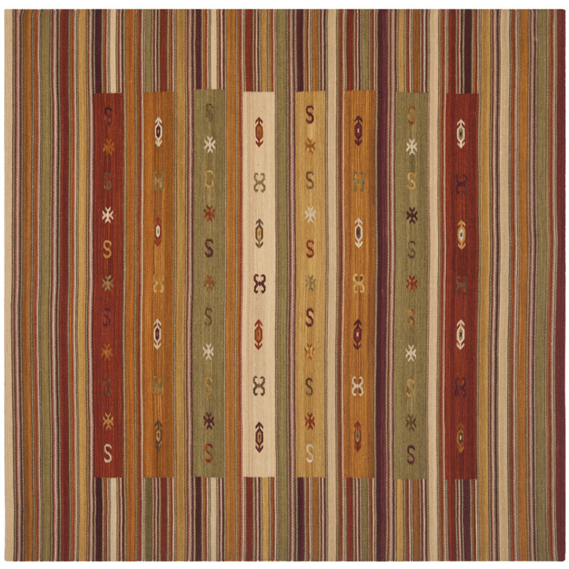 Tapis en laine tissé à la main Bennett Southwestern, Carré 7 pi