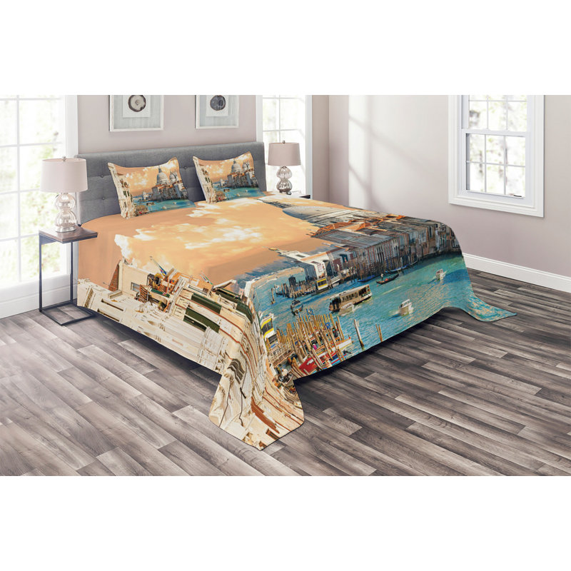 Europe Polyester Coverlet, King Bedspread + 2 Shams