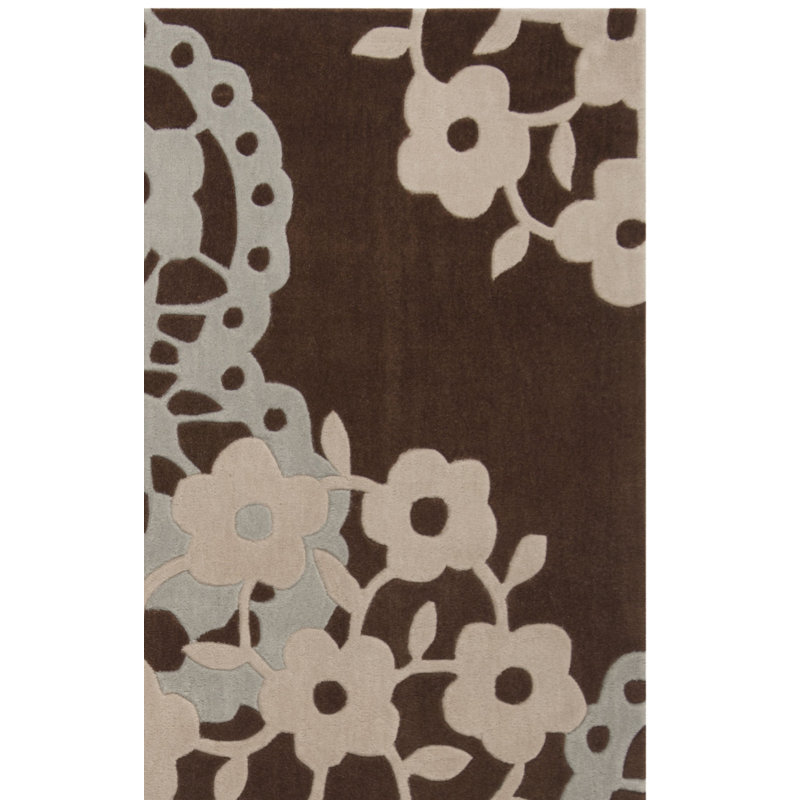 Modern Art Hand Tufted Performance Floral Rug, Rectangle 8' x 10'