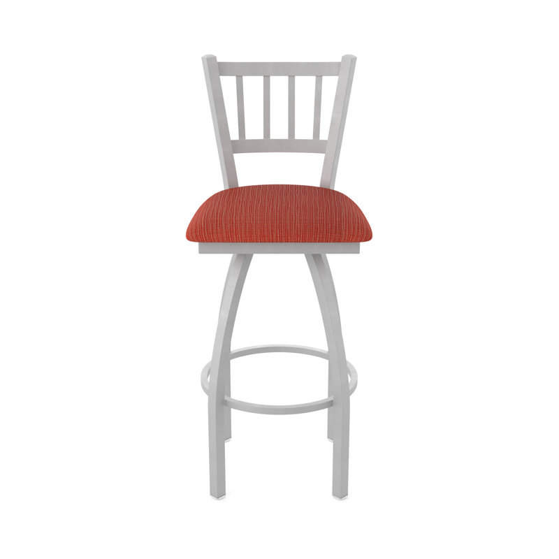 Tabouret pivotant 810 Contessa, Nickel anodisé, Tissu - graphite coquelicot, Très grand (siège d'une hauteur de 36 po)