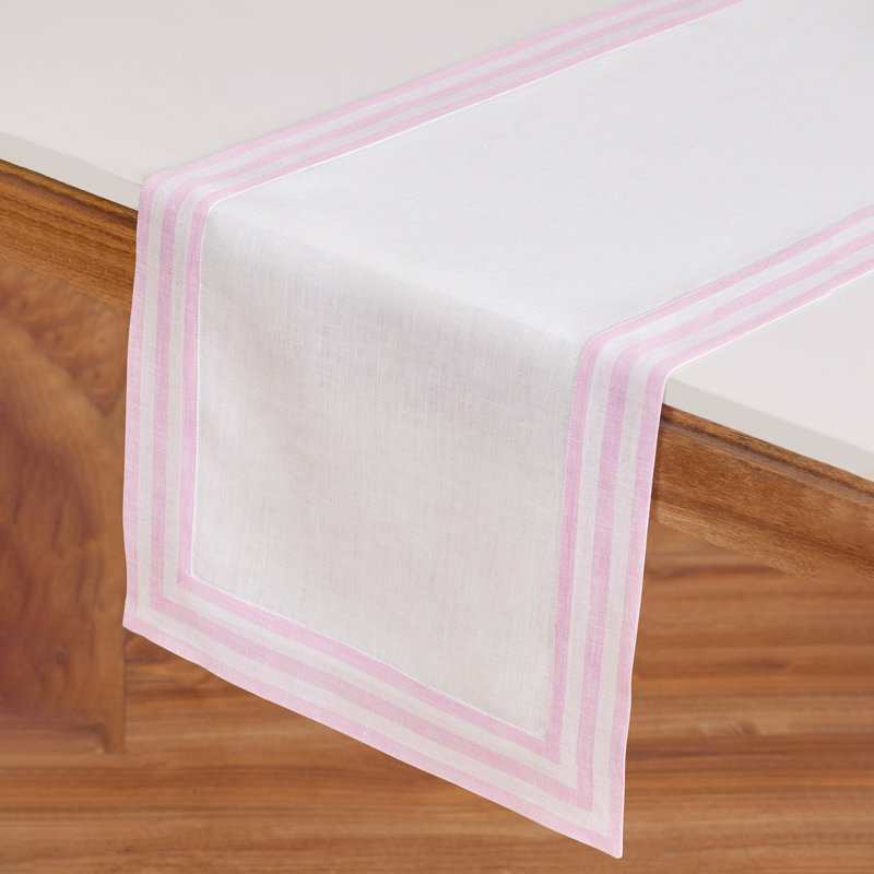 Mila - 100% Pure Linen Table Runner, 120" x 14", Cherry Blossom