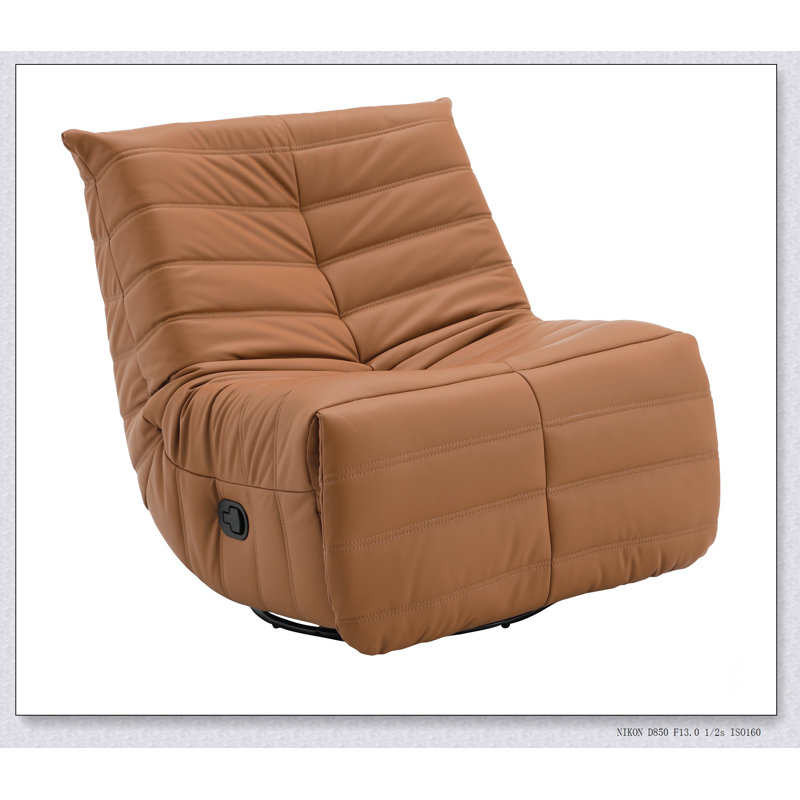 Talmon Orange Synthenic Leather Glider Recliner with Swivel