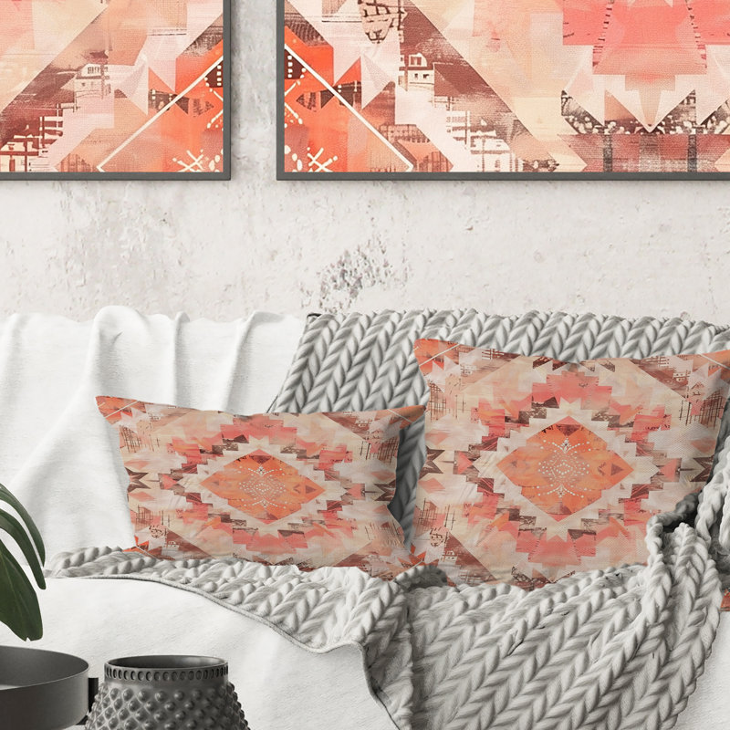 Motif pastel chaud Peach Boho Pastal II - Boho, Carrée, 18" x 18"