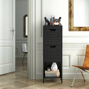 Homfa Bathroom Floor Storage Cabinet, Wood Linen Cabinet with Doors An