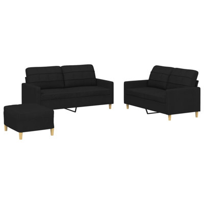  Ensemble de canapé rectangulaire en polyester noir