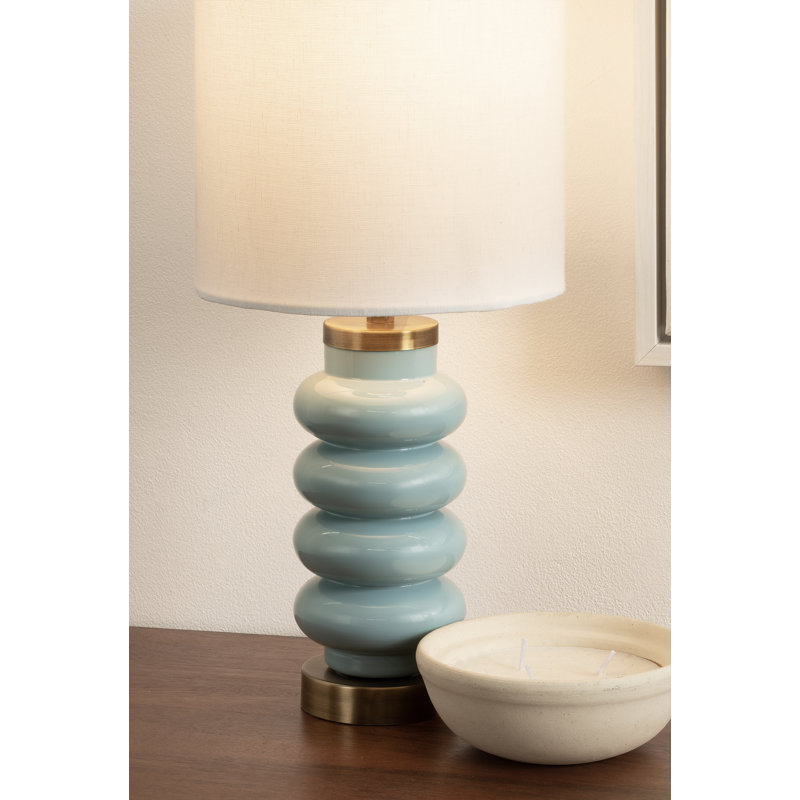 Modern Glass Bedside Table Lamp, Blue/Gold
