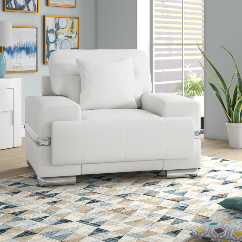 Fauteuil capitonné Anuar, Blanc