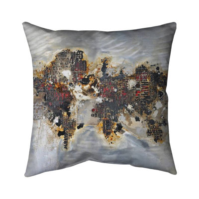 Texturized World Map Pillow | Brown Travel Decor Throw Pillow – Outdoor Throw Pillow with Insert, Weather-Resistant