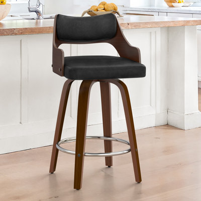 Tabouret de bar pivotant rembourré, tabouret de comptoir avec structure en bois