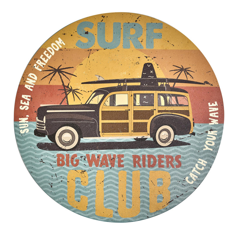 Vintage Surf Club Round MDF Wall Plaque
