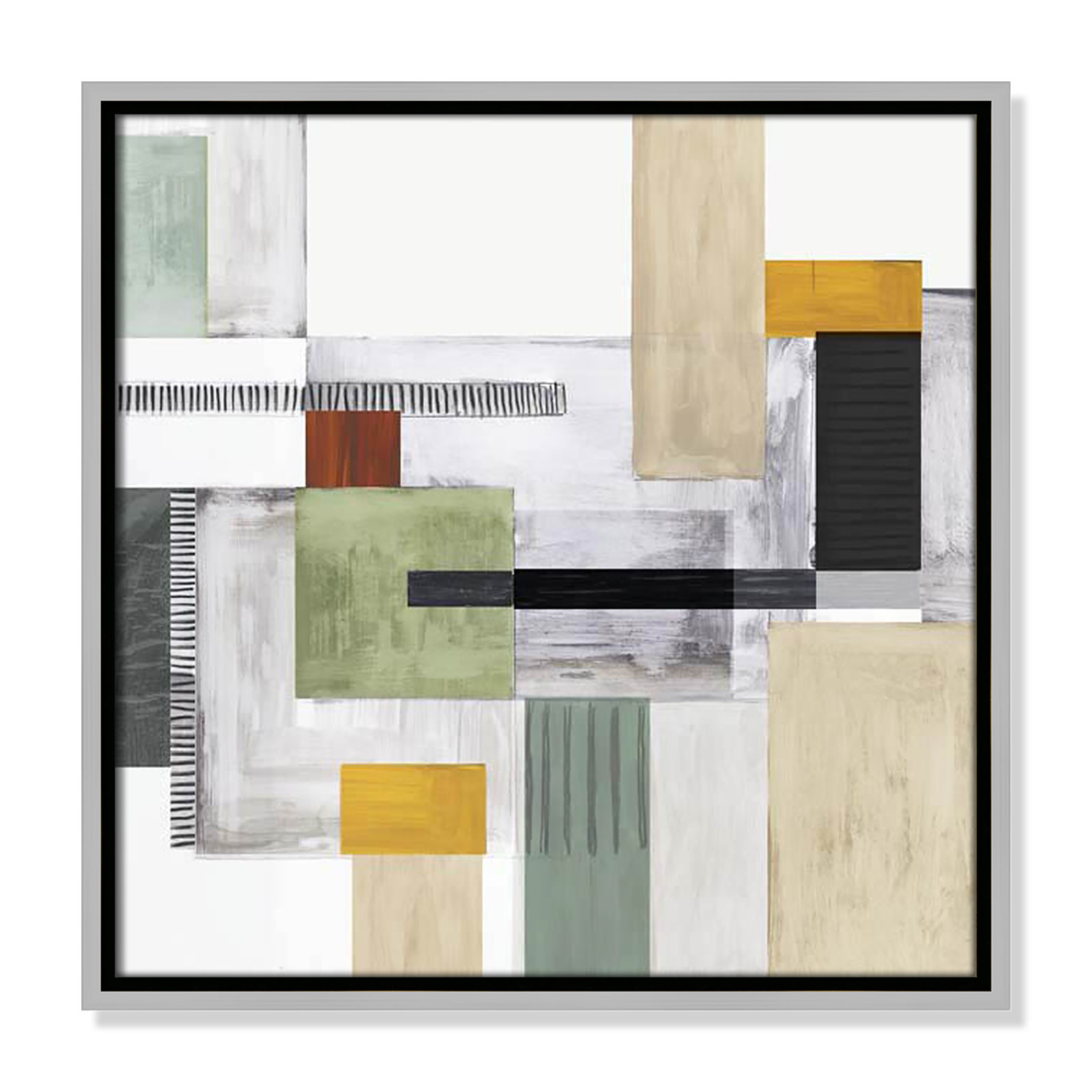 Playful Blocks Print, 17.5" H x 17.5" W x 2" D, Silver Floater Framed