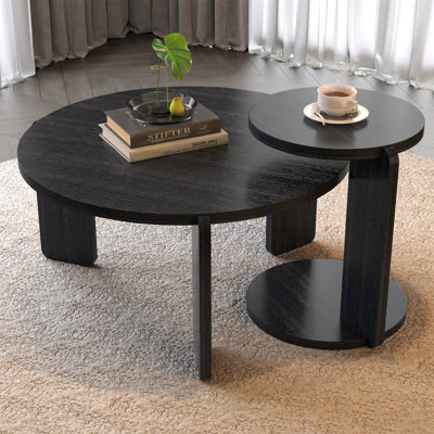 Ensemble de 2 tables basses gigognes 32,68 pouces de 83 cm de diamètre avec tables de bout (table basse incluse)