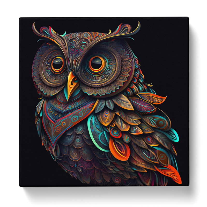 Owl Paisley No.1 - No Frame Print, 50cm H x 50cm W x 3cm D