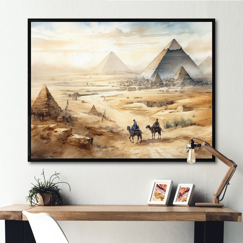 Camel Ride Through the Desert II - reproduction, H 12 po x l 20 po x P 1 po, Cadre flottant noir