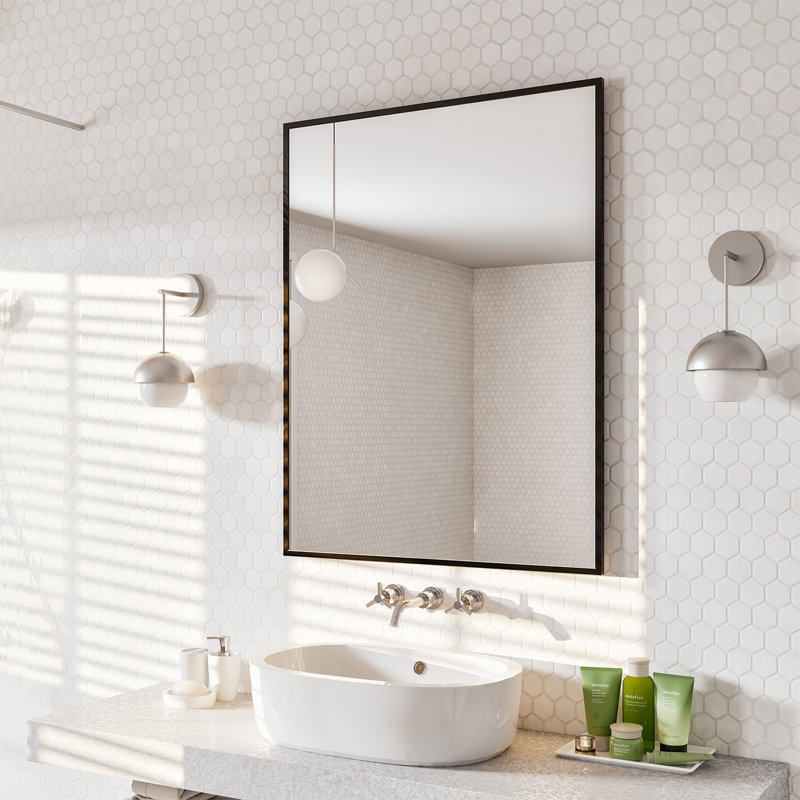 Schweitzer Bathroom / Vanity Mirror, Black, 30" x 24'