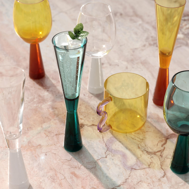 Elegant Green Glass Champagne Flutes - Set of 4
