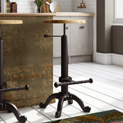 Adaline Swivel Mango Solid Wood Adjustable Height Bar Stool