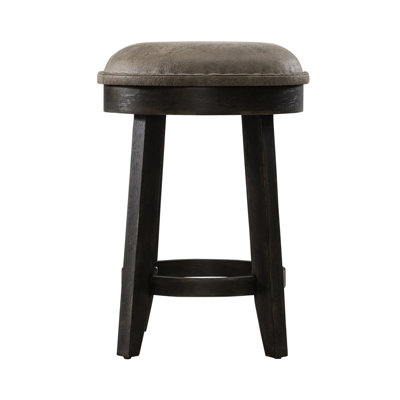 Trelawny Accent Stool w/ Tobacco Leather by Canora Grey