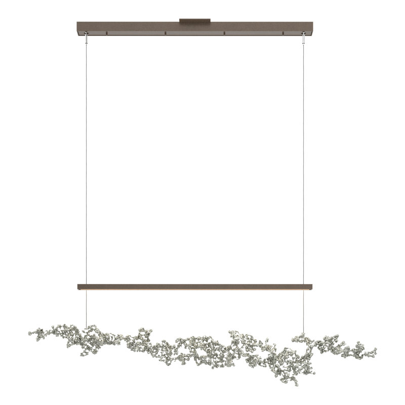 Luminaire suspendu linéaire à 1 lumière pour îlot de cuisine Coral, Argenté, Bronze