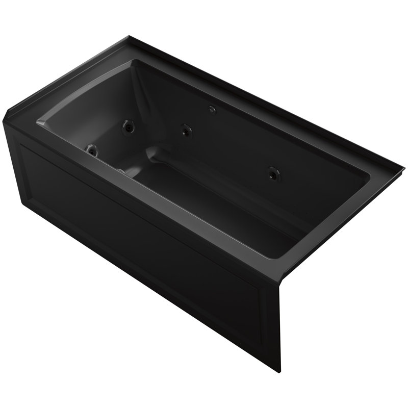 Archer Alcove Whirlpool and Bubblemassage Air Bath with Right-Hand Drain, Cachemire, Right
