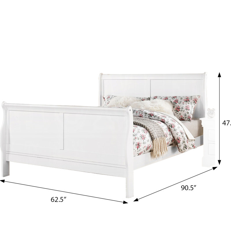 Grand lit traditionnel blanc avec construction robuste et tête de lit courbée élégante pour une chambre à coucher sophistiquée