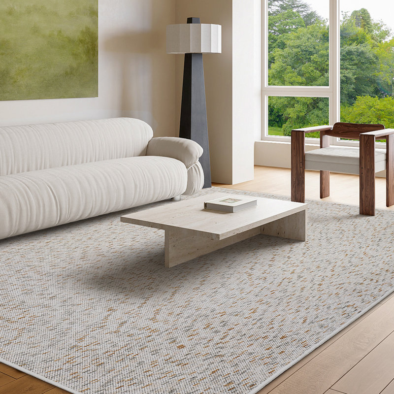 Non-slip Chenille Area Rug, Rectangle 7'10" x 12', Beige