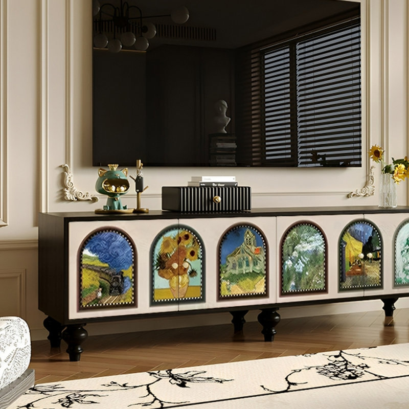 Meuble télé en pin style français, H 21,65 po x L 70,86 po x l 15,75 po