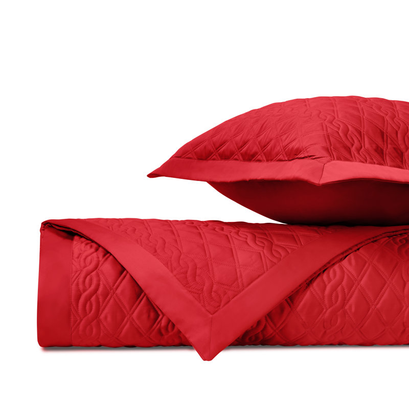 Standard Cotton 3 Piece Coverlet Set, King Coverlet + 2 King Shams, Bri Red