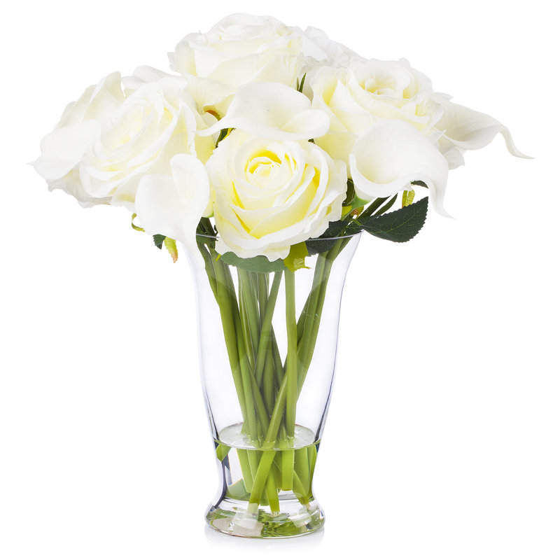 Natural Fibres Rose, Lillies Arrangement in Vase