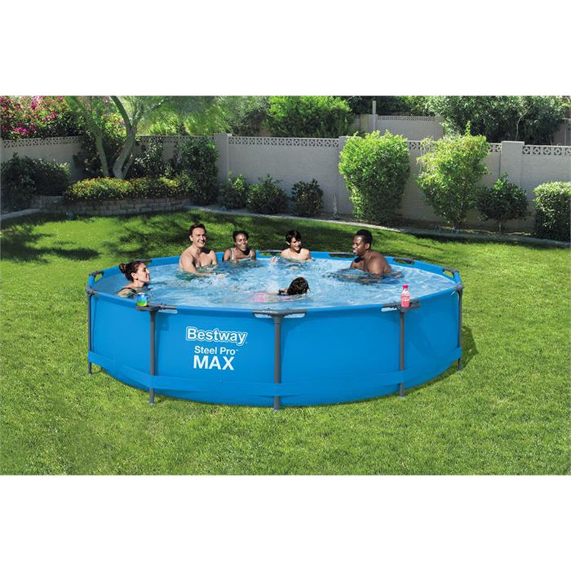 Steel Round Frame Set Pool H x W x L , with Pump Included, 11" H x 34.5" L x 15.5" W