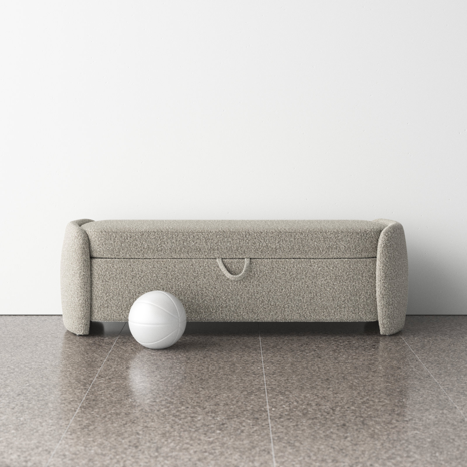 Kalevi 60" Boucle Storage Bench, Light Brown