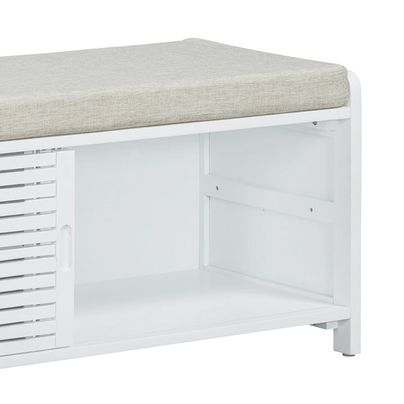 Banc de rangement pour chaussures de 43 po de large avec banc de rangement pour hall d'entrée, Blanc / Blanc