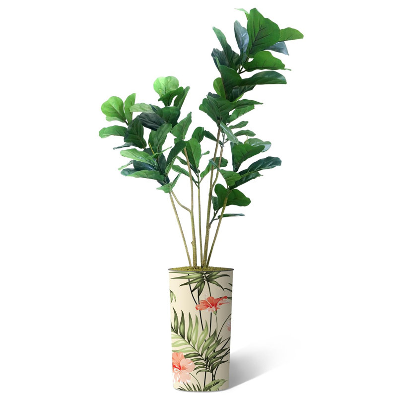 Faux arbre artificiel en ficus Lyrata, Vert tropical