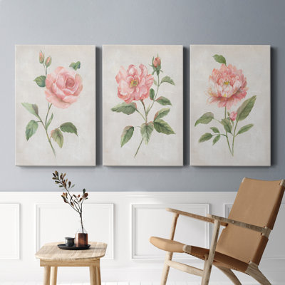 Grandiflora I - Ensemble de 3 reproductions d'art sur toile tendue