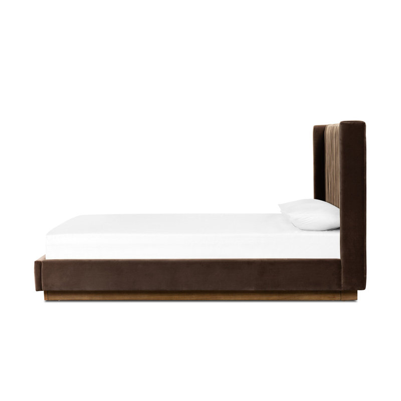 Montgomery Upholstered Wingback Bed, King, Sutton Olive