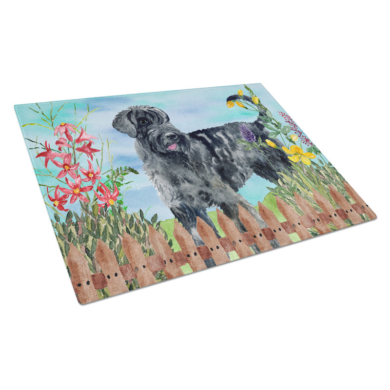Planche à découper à ressorts en verre trempé caroline, Schnauzer géant