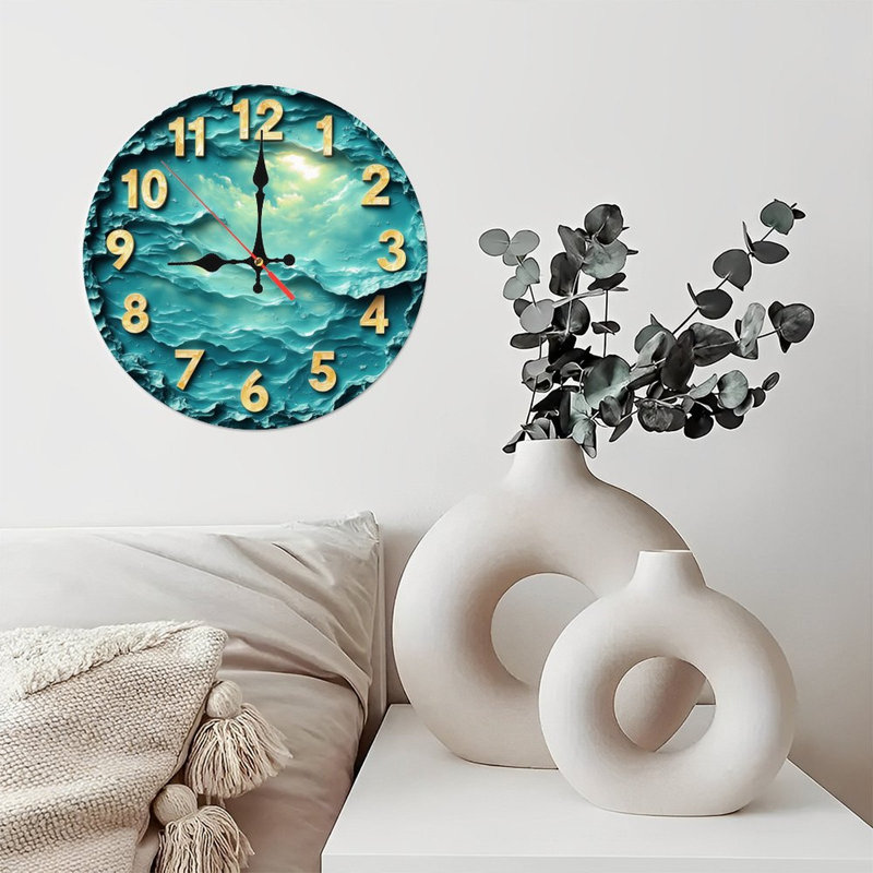 Horloge avec chiffres vagues océaniques