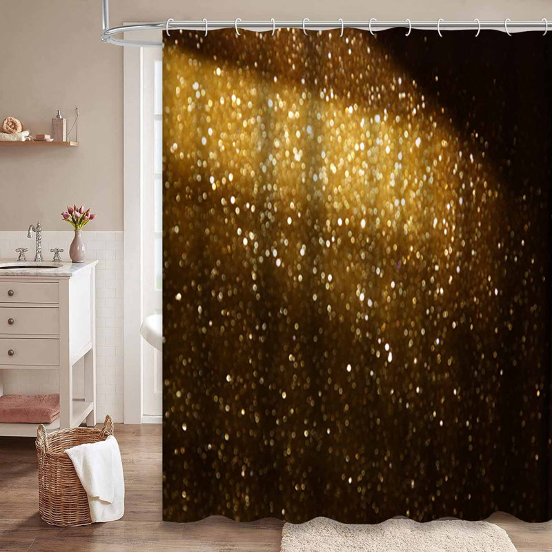 Rideau de douche imperméable doré, rideaux de douche pour la salle de bain avec 12 crochets, 72" L x 78" W
