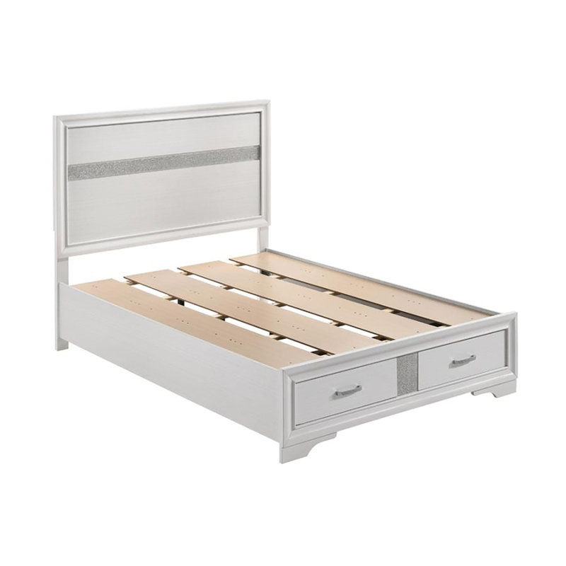 Lit standard avec rangement, Blanc, Complète