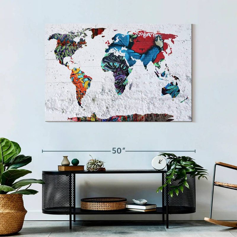 Aliaz Map Graffiti, 32" H x 48" W