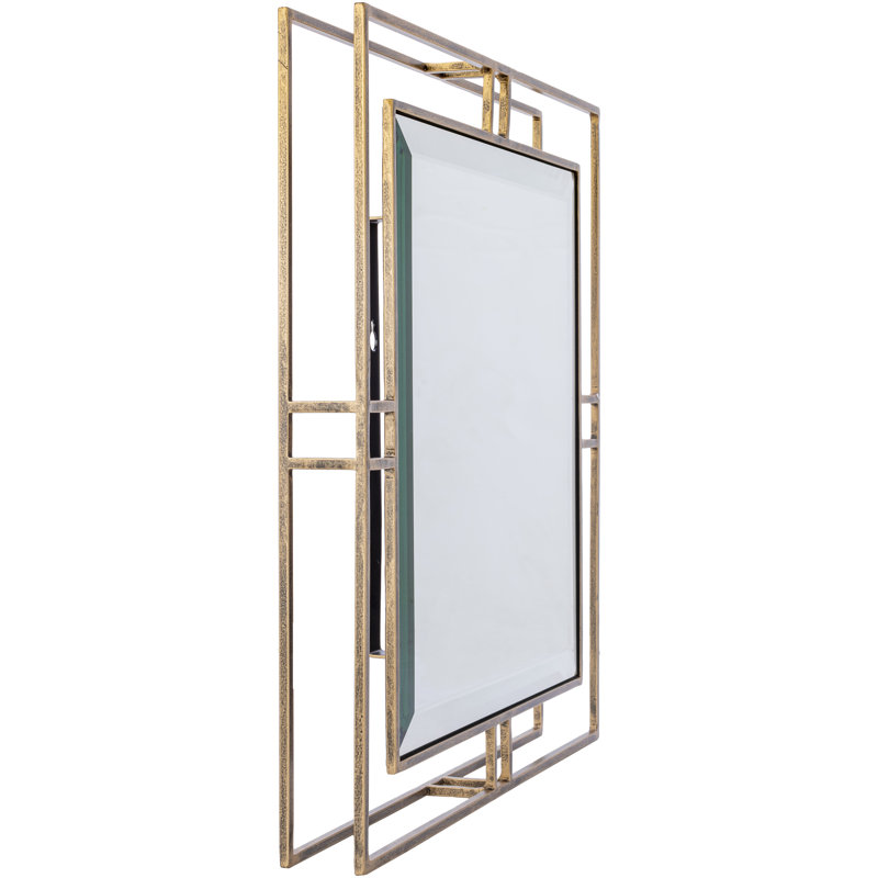 Rectangular Gold Iron Wall Mirror 18" x 18"