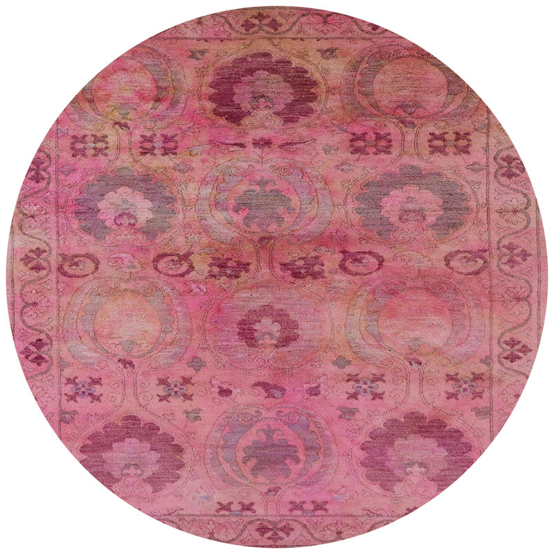 Tapis de style oriental rouge, Rond 6 pi