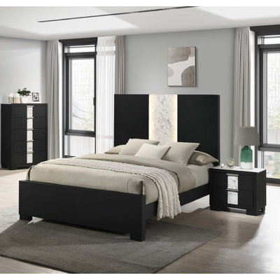 Panel LED Light Headboard Bed 1pc(Only Bed)