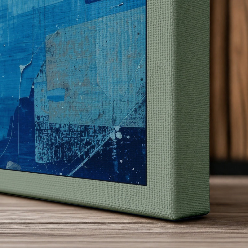 Blue Abstraction Minimalist - Wrapped Canvas, 24x16 - 61.0 x 40.6 cm, Sage Border