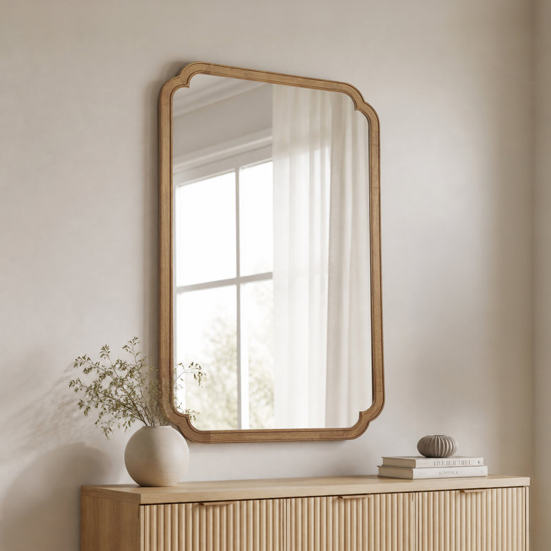 Miroir mural Ali, 48 po x 30 po, 1, Bois naturel