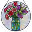 Panneau de vitrail d'arrangement floral 12 po H