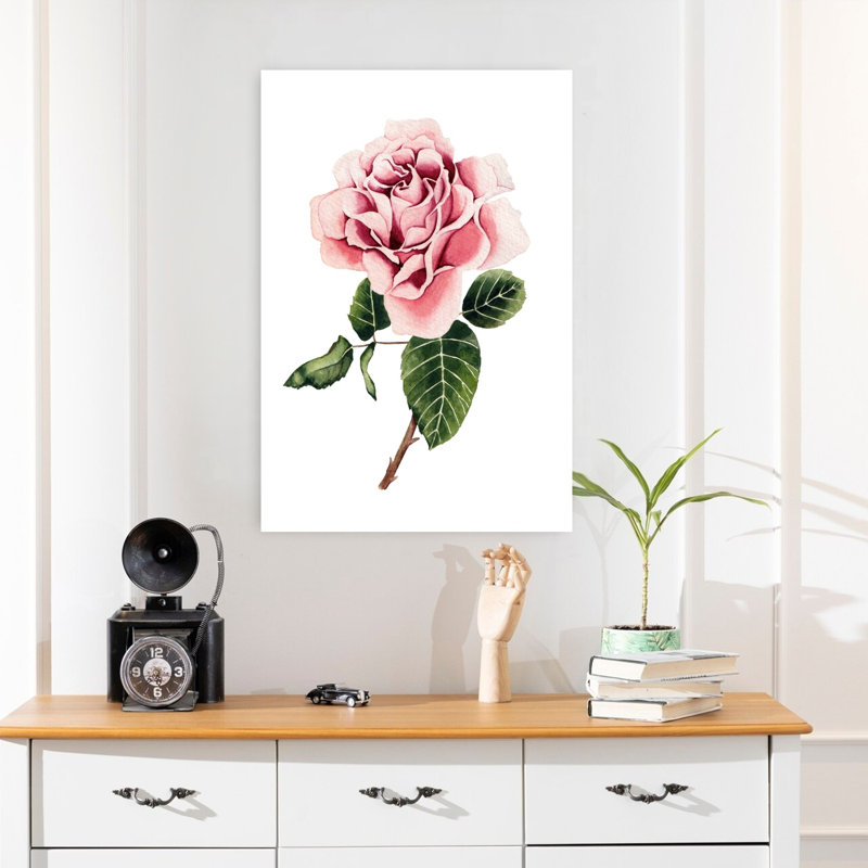 Watercolor Pink Rose by Salome - Wrapped Canvas Print, 60.96 cm H x 40.64 cm W