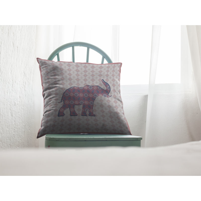 Housse et insert de coussin éléphant carré Silhouette, 18 po x 18 po, Magenta