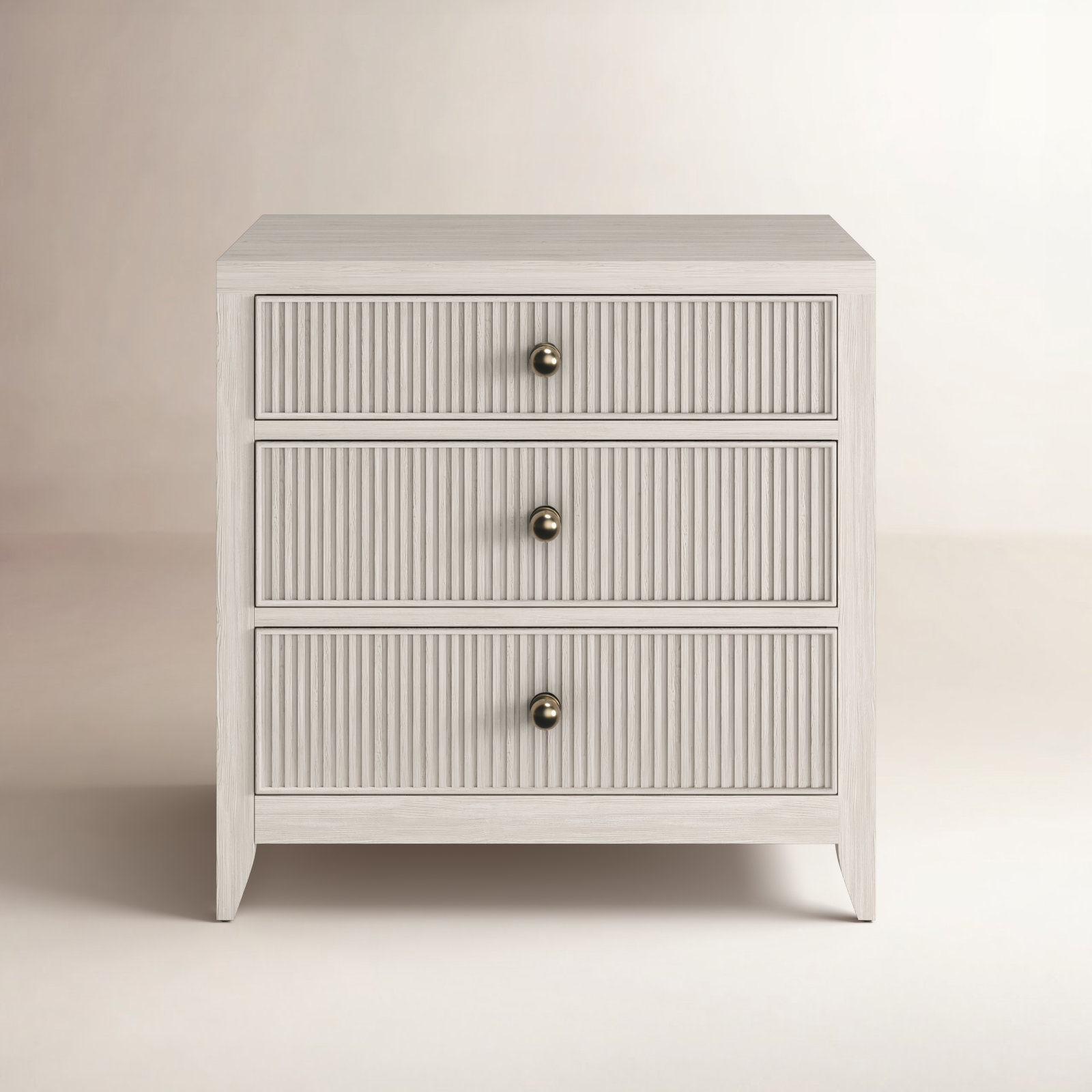 Caterina 3-Drawer Oak Nightstand, White Oak